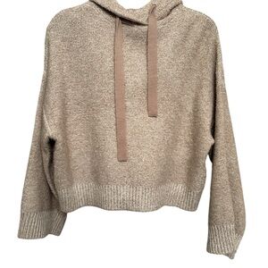 Ruby Moon Beige Cropped Pullover Hooded Sweater